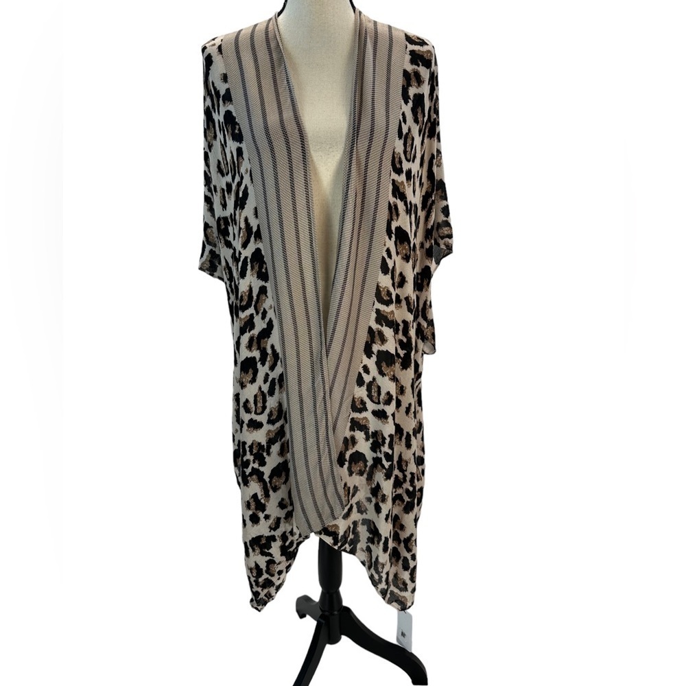 Modena Leopard Print Pool Beach Swim Coverup - Brown Tan Black - One Size
